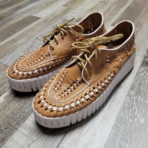 Anthropologie Silent D Brodies Woven Platform Sneakers In Honey Size 37/6.5